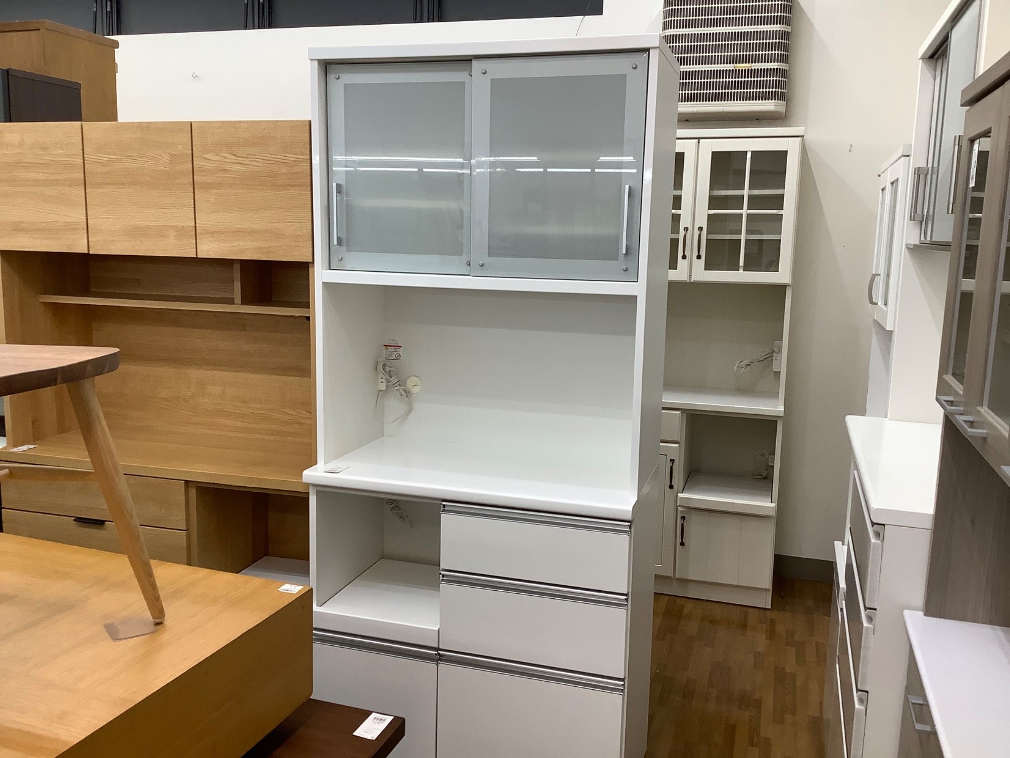 中古家具地域最大級♪♪】松田家具 2枚扉レンジボード(ホワイト)のご 