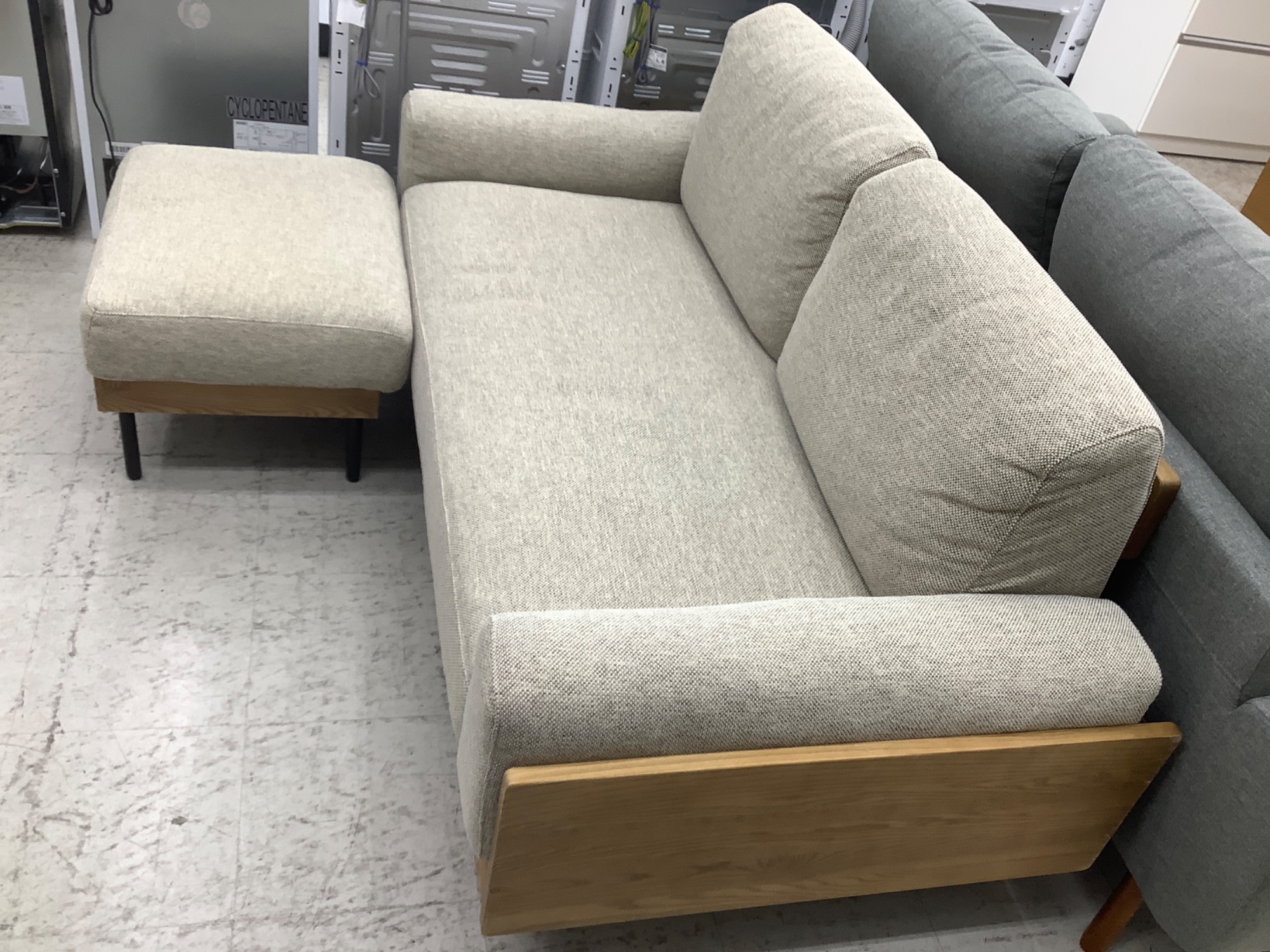中古　unico/ウニコ　2.5シーターソファ　FONO　オットマン付き unico(ウニコ) カバーリングソファー 2.5シーター（オットマン付