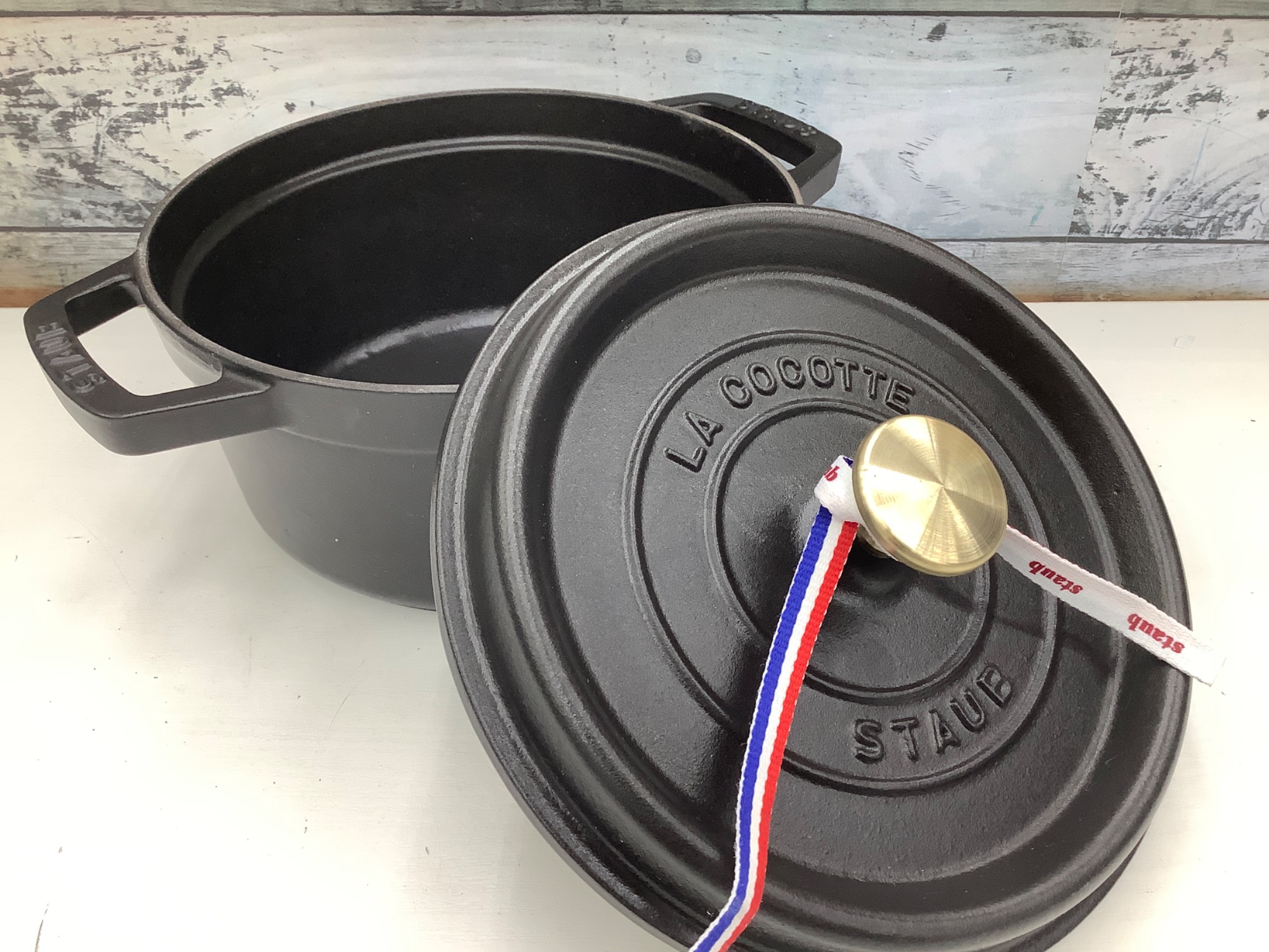 staub】 ココットラウンド・シャロー グレー26cm 3.8L