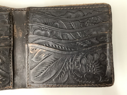 RRL/ダブルアールエル】レザーカービング二つ折り財布 【横浜