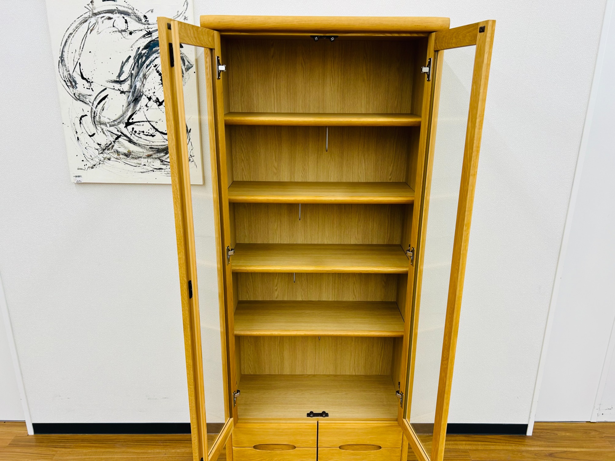 karimoku(カリモク)】オーク材、2枚扉書棚 HT2380ME 買取入荷