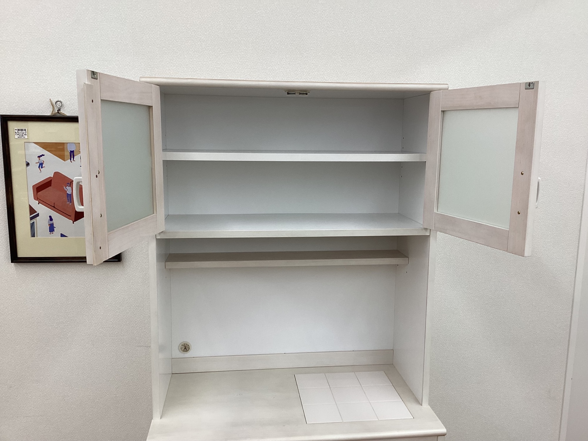 【MOMO NATURAL】LANDシリーズ　キッチン収納レンジ台　ホワイト MOMO natural（モモナチュラル）】カントリーデザインが素敵な