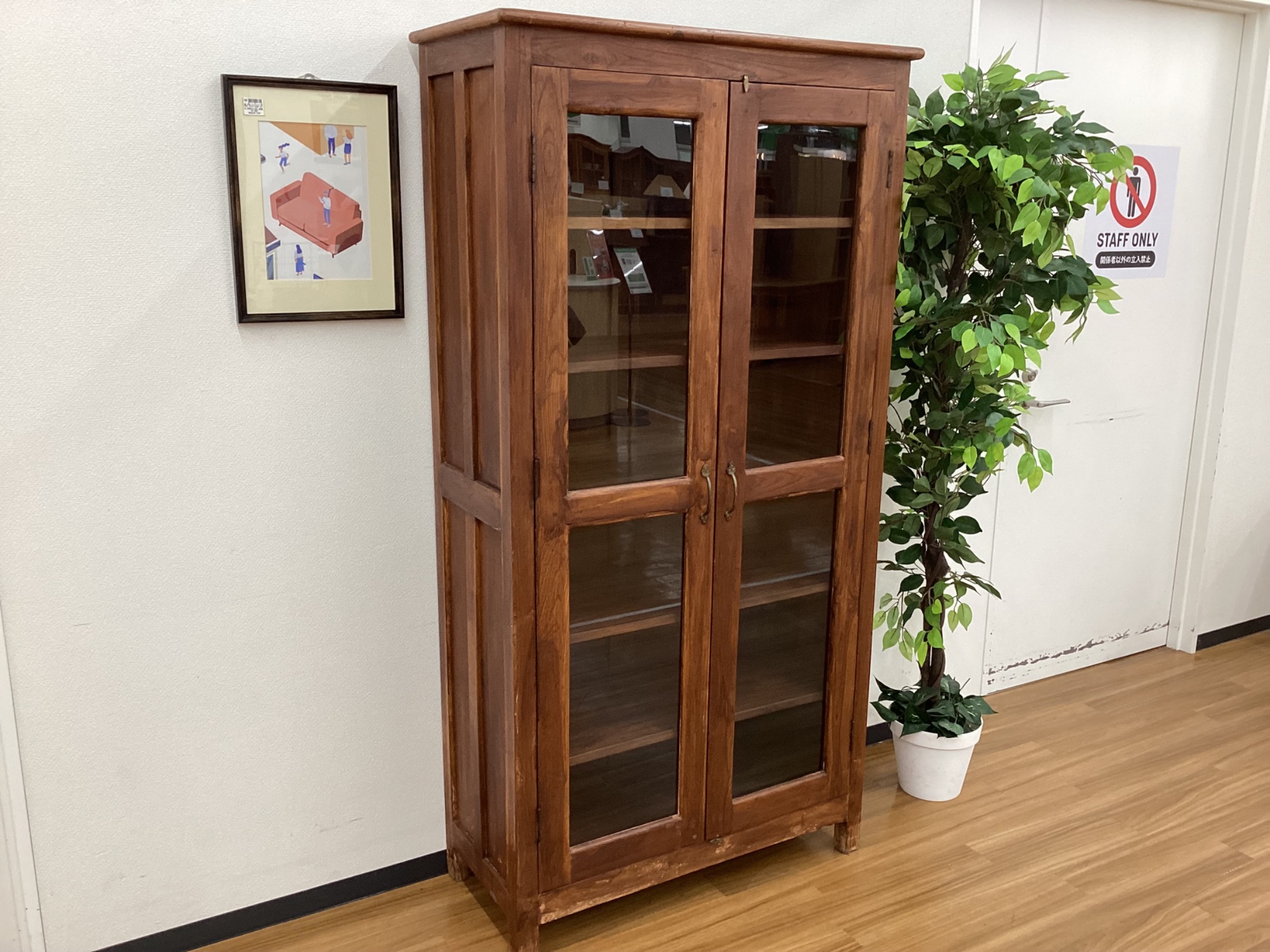 オールドメゾン ガラス 木製キャビネット Old Maison 棚 old maison Glass Cabinet W50 / オールドメゾン ガラス