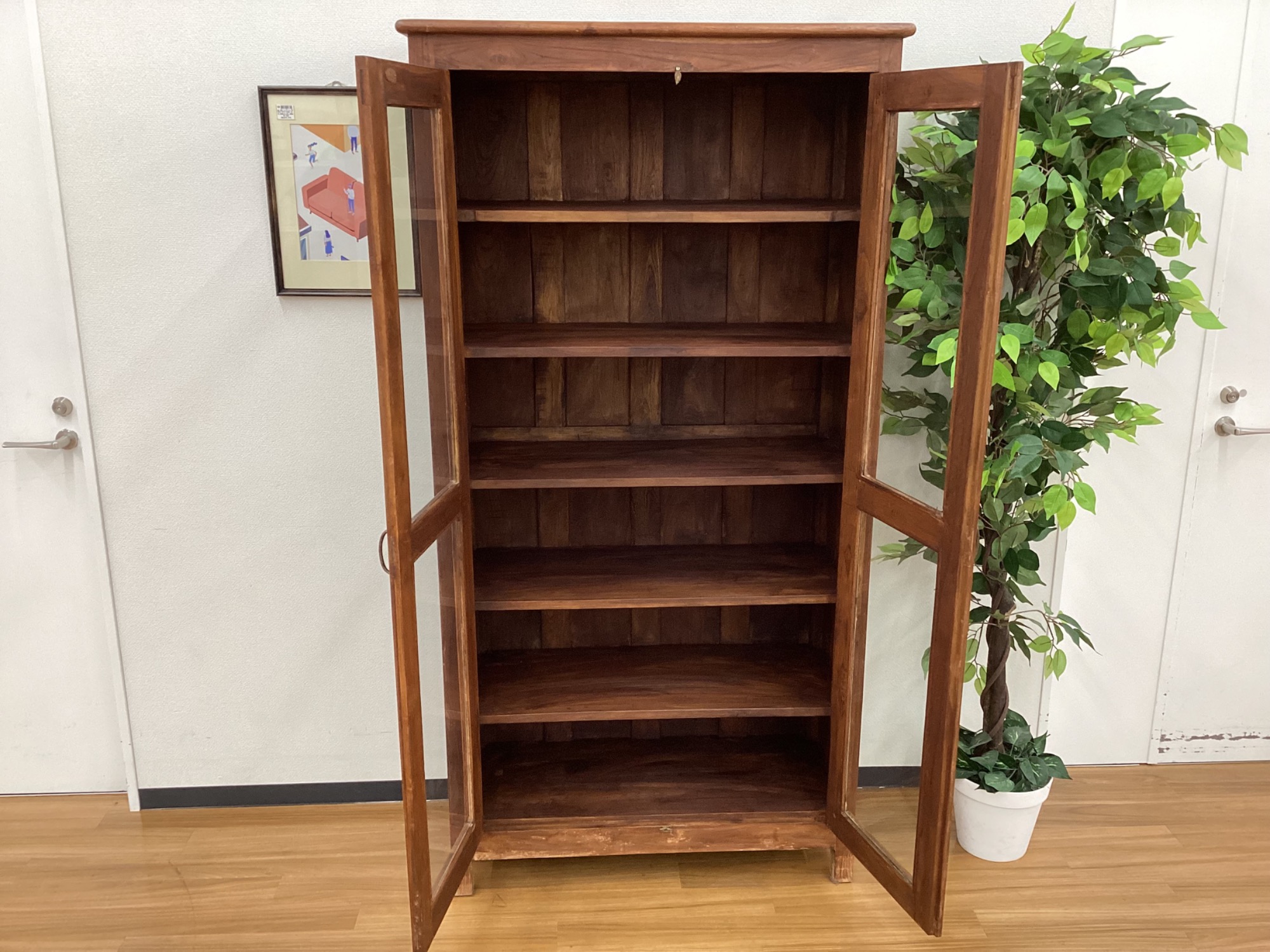 オールドメゾン ガラス 木製キャビネット Old Maison 棚 old maison Glass Cabinet W50 / オールドメゾン ガラス