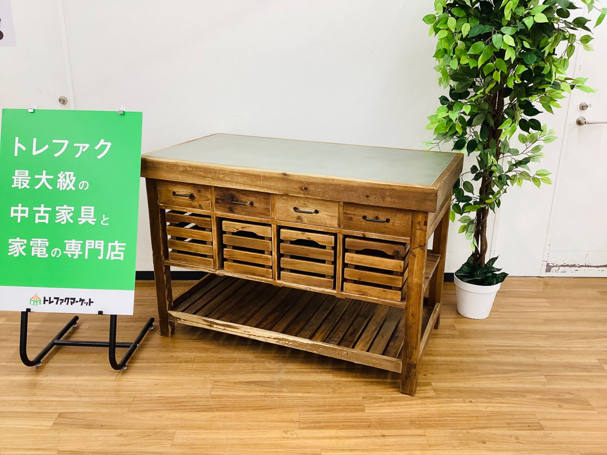 【トレファクマーケット久喜店】Knot antiques　カウンターテーブル　POTTERY  TABLE Knot antiques/ノットアンティークス】古材がおしゃれなアイランド