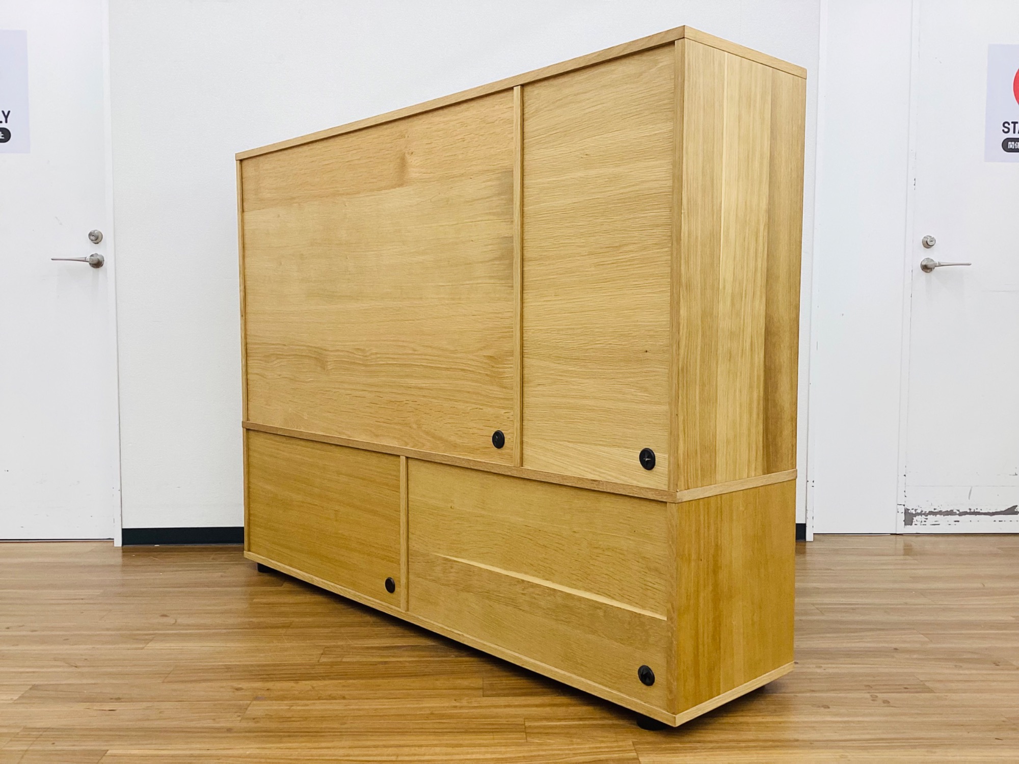 【トレファクマーケット久喜店】無印良品　ハイタイプテレビボード 幅163cm 無印良品のシンプル収納】シンプルデザインが魅力的なハイタイプテレビ