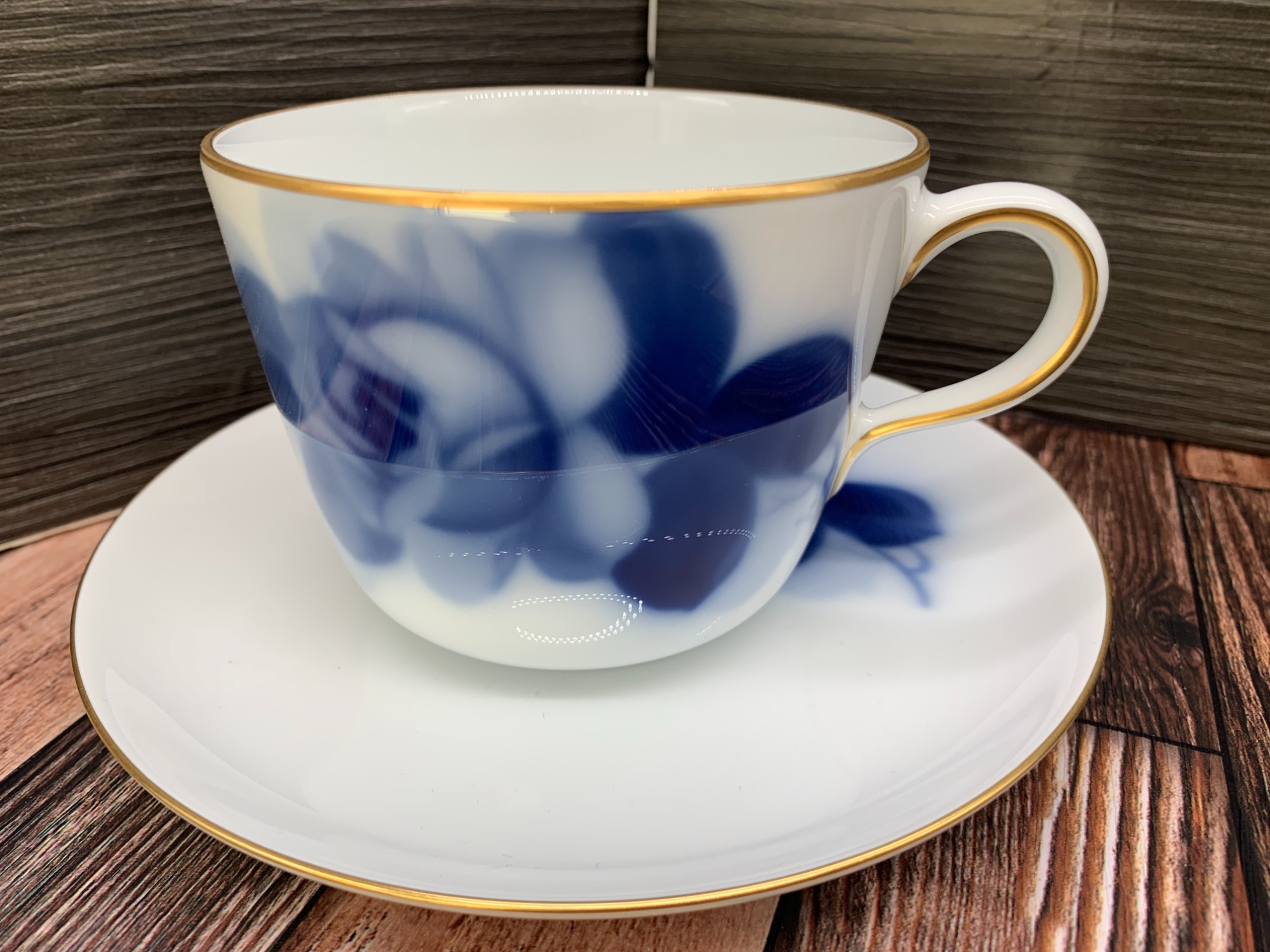 大倉陶園］ブルーローズ(8011) ティー・コーヒー碗皿ペア