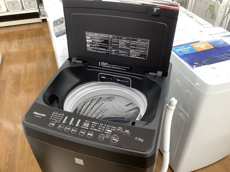 Hisence【ハイセンス】真っ黒な 全自動洗濯機 HW-G55E7KK 入荷しました