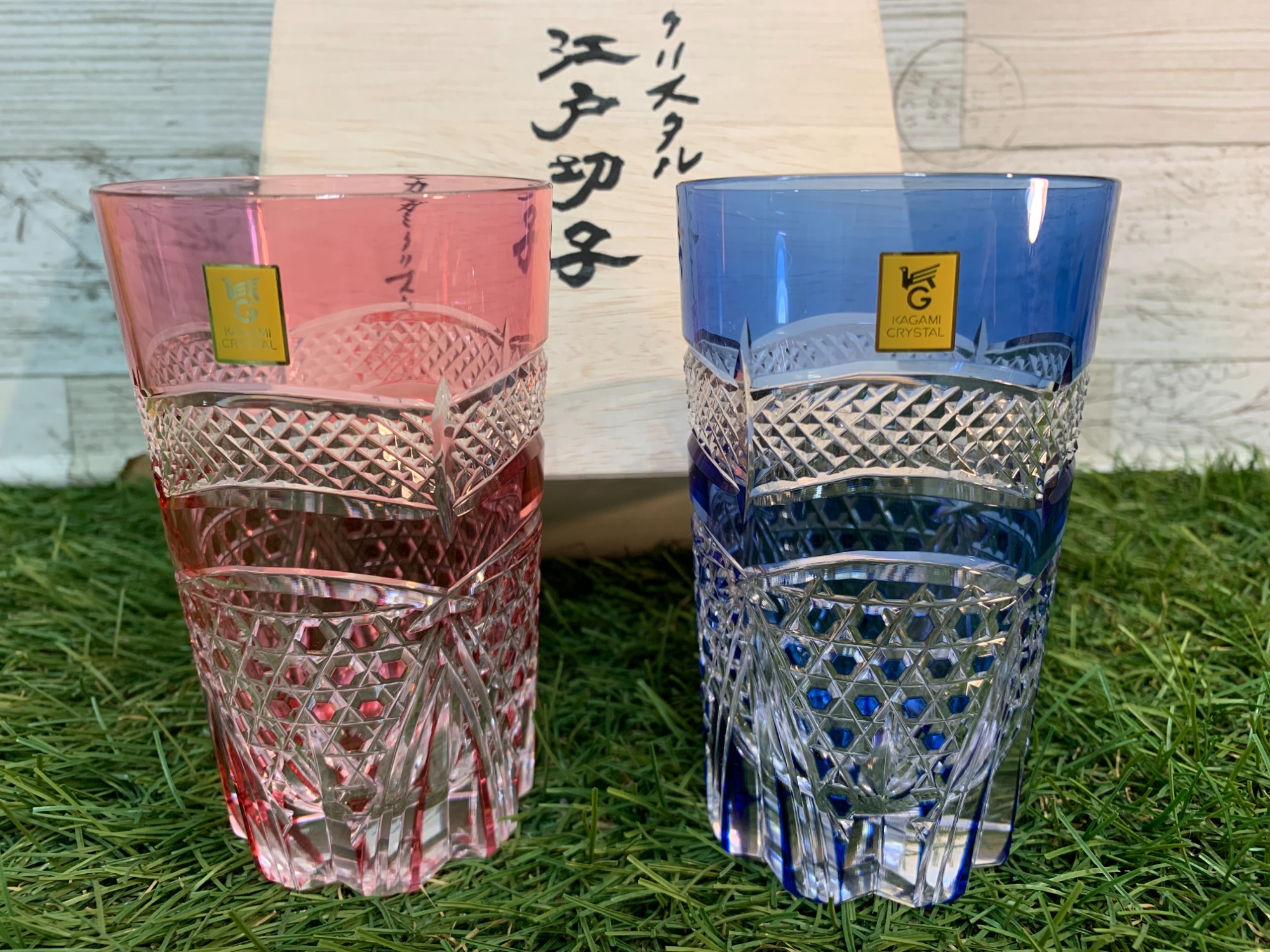Kagami Crystal 　カガミクリスタル　江戸切子　皿　セット