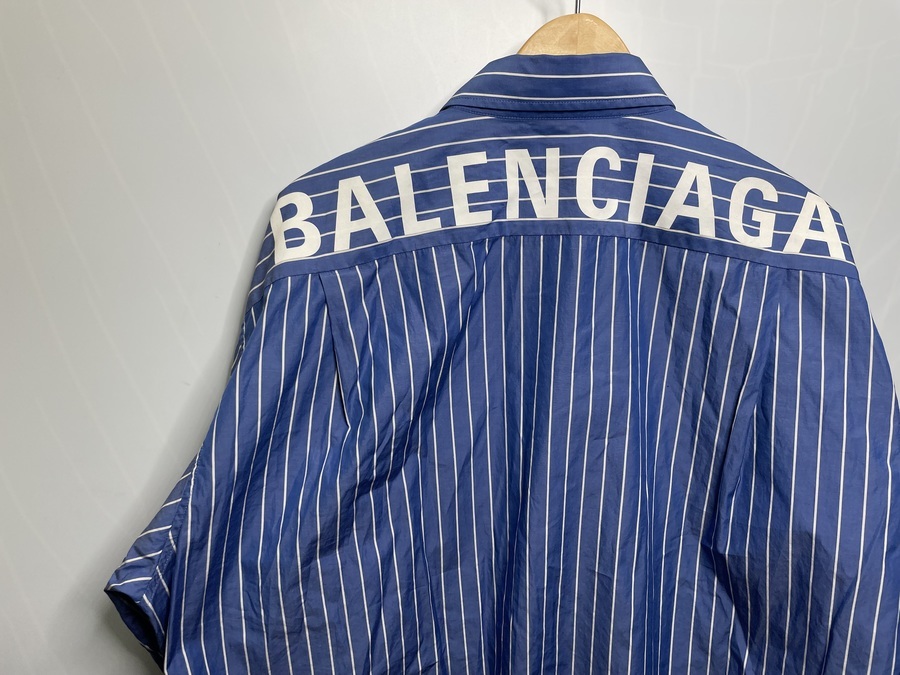 BALENCIAGA バレンシアガ バックロゴ ストライプ シャツ - シャツ ...