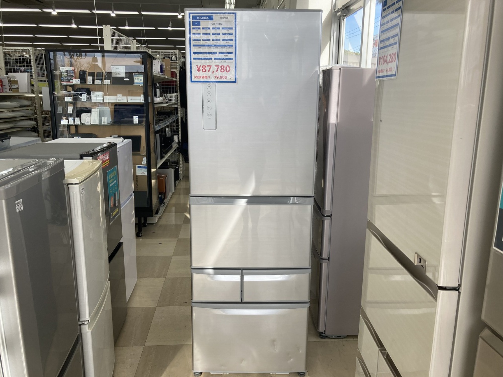TOSHIBA（トウシバ）】5ドア冷蔵庫 GR-P41G 2019年製 411L 入荷しま