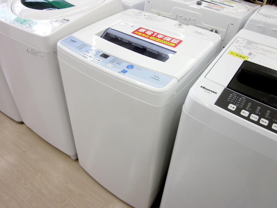 15536 一人暮らし洗濯機 AQUA AQW-S60D 2016年製6.0kg半蔵洗濯機