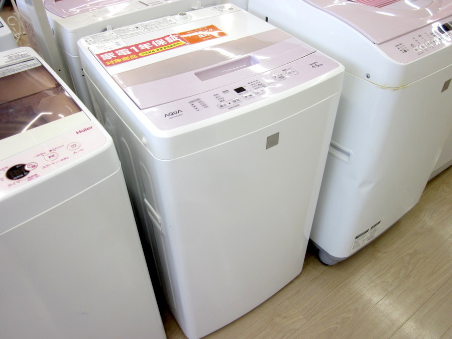 AQUA(アクア)の4.5kg 全自動洗濯機 2017年製「AQW-S4E4」｜2020年03月 
