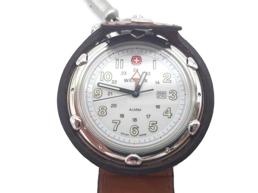 【スイス製】WENGER ALARM 本皮ケース付き 懐中時計